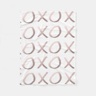 faux roos gold typografie - hugs en kisses xoxo fleece deken