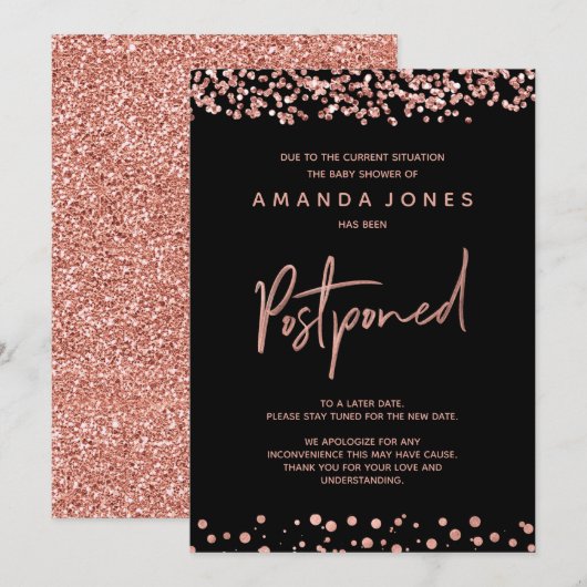 FAUX ROOS GOLD uitgesteld Baby shower Kaart (Voorkant / Achterkant)