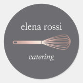 Faux Roos Gold Whisk Logo | Chef Caterer Baker Ronde Sticker (Voorkant)