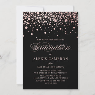 Faux Roos Goud Confetti Stippen Zwart Afstuderen Kaart