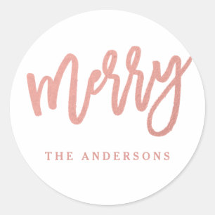Faux Roos Goud Folie Script Merry Vakantie Sticker