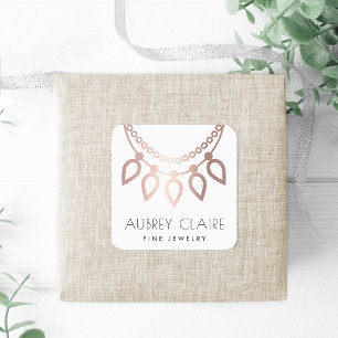 Faux Roos Goud Ketting Juwelier Logo Vierkante Sticker