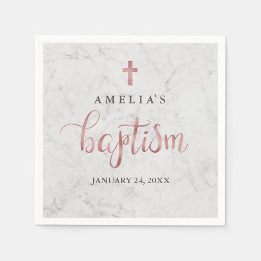 Faux Roos Goud Marmeren Doop Servet (Voorkant)