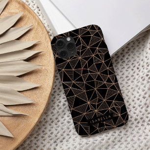 Faux Roos Goud & Zwart Modern Geometrisch iPhone 16 Hoesje