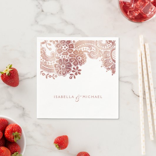 Faux roos goudelegant bruinbruis servetten (Insitu)