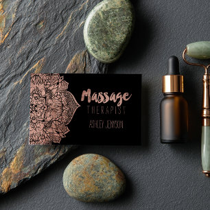 Faux roos gouden boho bloemen mandala massage visitekaartje