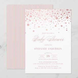 Faux Roos Gouden Folie Confetti Baby shower Kaart
