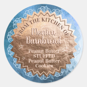 Faux roos gouden folie kant uit de keuken van ronde sticker