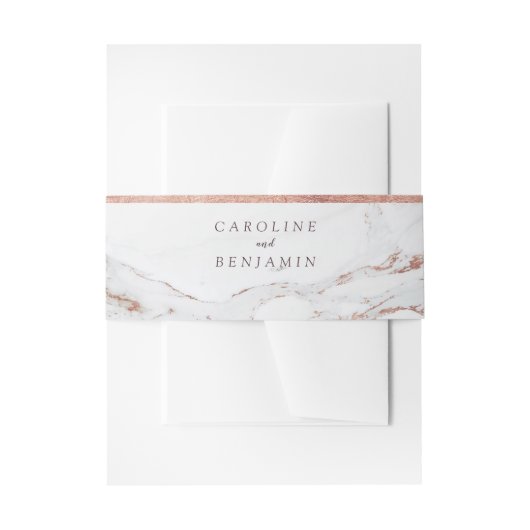 Faux Roos gouden folie marmer luxe moderne bruilof Uitnodigingen Wikkel (Voorkant Voorbeeld)