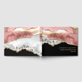 Faux roos gouden levendige chique edelsteen geode gastenboek (Volledig)