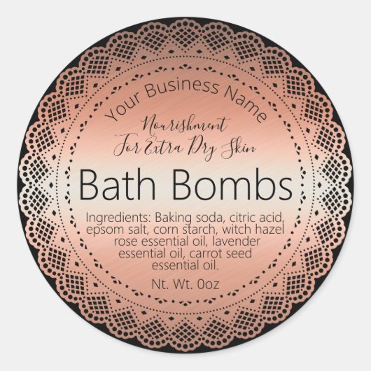 Faux Roos gouden Sticker label handgemaakte badbom (Voorkant)