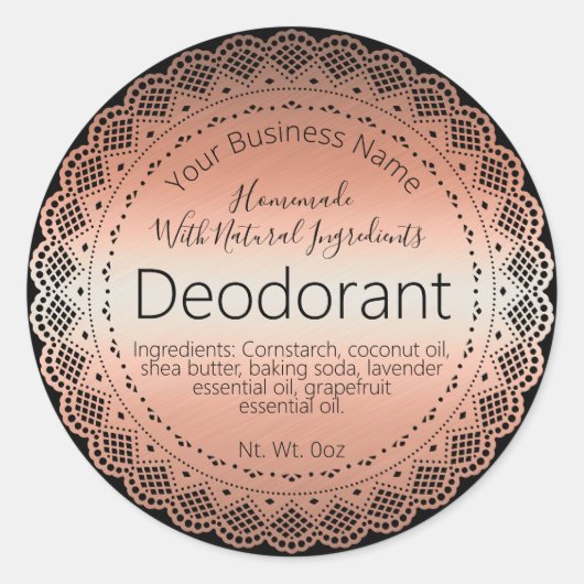 Faux Roos gouden Sticker Label Handgemaakte Deodor (Voorkant)