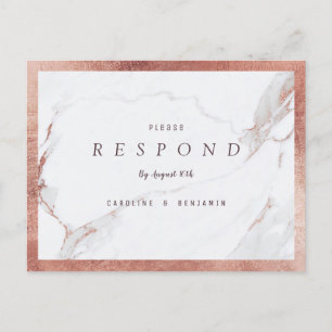Faux roos goudmarmer luxe moderne bruiloft RSVP Uitnodiging Briefkaart