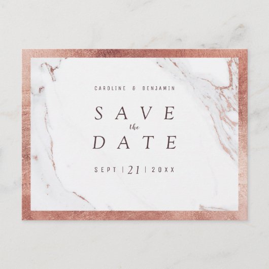 Faux roos goudmarmer modern redder datum aankondigingskaart (Voorkant)
