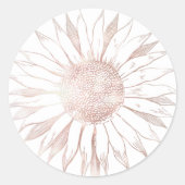 faux roos goudzonnebloem ronde sticker (Voorkant)