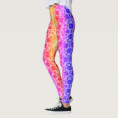 Faux Rose dentelle pêche Leggings colorés (Gauche)