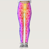 Faux Rose dentelle pêche Leggings colorés (Devant)