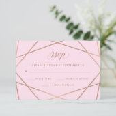 Faux Rose géométrique Or et rose mariage RSVP (Debout devant)