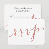 Faux Rose Glamour à huile d'or | Carte RSVP de mar (Devant / Derrière)