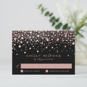 Faux Rose Gold Confetti Dots Noir Mariage RSVP (Debout devant)