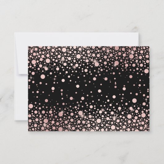 Faux Rose Gold Confetti Dots Noir Mariage RSVP (Dos)