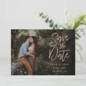 Faux Rose Gold Enregistrer la carte postale Date (Debout devant)