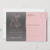 Faux Rose Gold Enregistrer la carte postale Date (Dos)