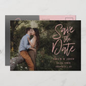 Faux Rose Gold Enregistrer la carte postale Date (Devant / Derrière)
