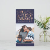Faux Rose Gold Foil Carte photo de vacances (Debout devant)