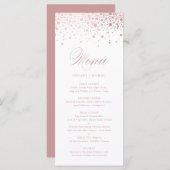 Faux Rose Gold Foil Confetti Elégant Menu Mariage (Devant / Derrière)