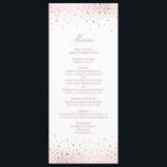 Faux Rose Gold Foil Confetti Elégante carte menu<br><div class="desc">Carte de menu moderne et élégante avec des points de confetti en feuille d'or faux rose avec motif à rayures. Il s'agit d'une feuille d'or rose - il n'y aura AUCUNE feuille d'or rose réelle. Carte de menu idéale pour mariages,  douches nuptiales,  baby showers,  soirées fiançailles et autres événements.</div>