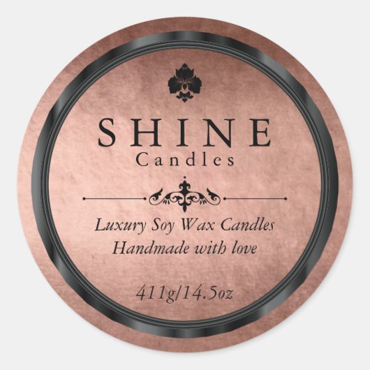 Faux Rose Gold Foil et Black Étiquettes (Devant)