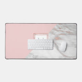 Faux Rose Gold Foil Marbre Blush Pink MONOGRAS (Clavier et souris)