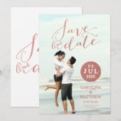 Faux Rose Gold Foil | Photo Enregistrer la carte D (Devant / Derrière)
