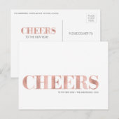 Faux Rose Gold Foil salue la carte postale du Nouv (Devant / Derrière)