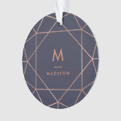 Faux Rose Gold Géométrique sur Midnight Blue (devant)