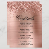 Faux Rose Gold Glitter and Foil Cocktails Bar Menu (Voorkant / Achterkant)