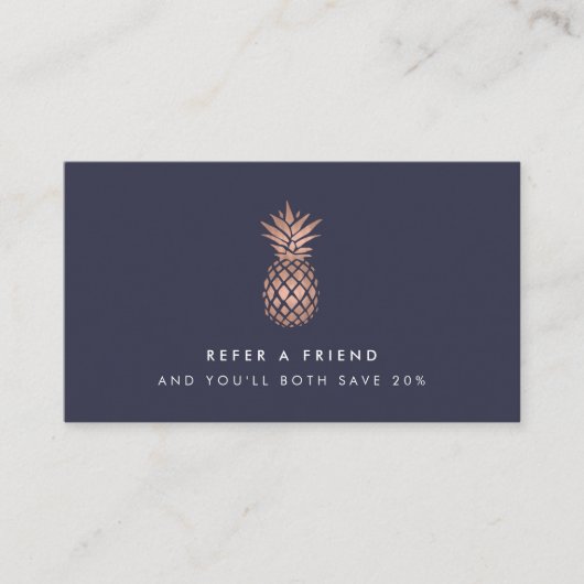 Faux Rose Gold Pineapple Carte de référence (Devant)