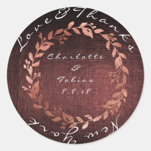 Faux Roze Bruiloft Bedankt Metallic Bourgogne Maro Ronde Sticker