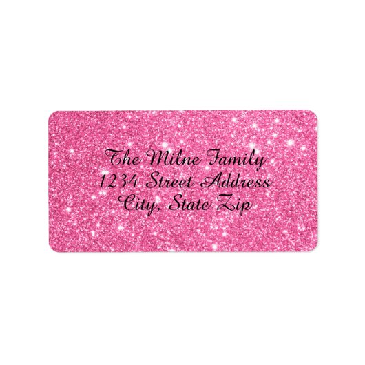 Faux roze glitter - Adresetiketten Etiket (Voorkant)