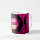 Faux Roze Glitter Cupcake Citaat Coffee Cup Mok (Voorkant rechts)