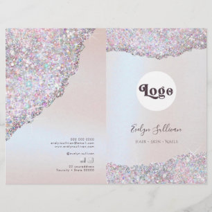 Faux roze glitter folie service menu folder