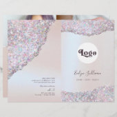 Faux roze glitter folie service menu folder (Voorkant / Achterkant)
