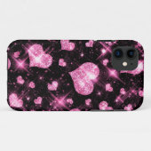 Faux Roze Glitter Hearts Case-Mate iPhone Case (Achterkant (horizontaal))
