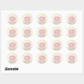Faux roze glitter lippen ronde sticker (Vel)