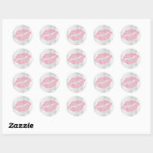 FAUX roze glitter lippenstift kus Ronde Sticker (Vel)