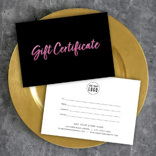 Faux roze glitter op zwart cadeaubon