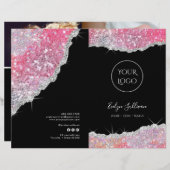 Faux roze glitter service menu brochure (Voorkant / Achterkant)