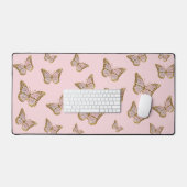 Faux roze glitter vlinders bureaumat (Keyboard & Muis)