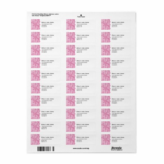 Faux roze kanten rand retouradres etiket (Full Sheet)
